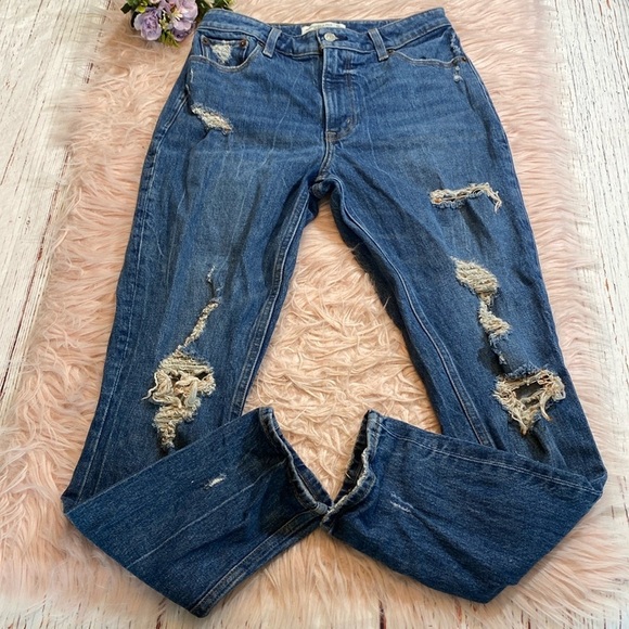 Abercrombie & Fitch Curve Love The Skinny High Rise Distressed Jeans sz 27 - Picture 1 of 8